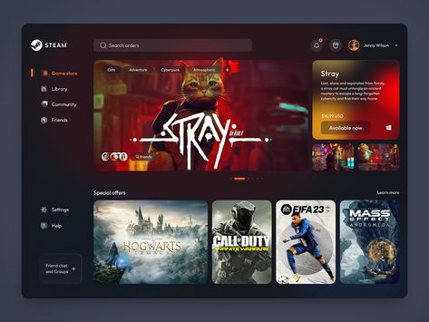 Steam Desktop App Redesign by Ronas IT | UI/UX Team on Dribbble App Store Design, Creative App Design, App Redesign, Interactive Web Design, News Web Design, App Interface Design, Ui Design Website, Pixel Design, Game Ui Design