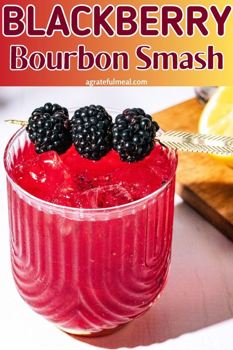 This blackberry cocktail is made with bourbon whiskey, fresh blackberries, lemon juice, and a touch of simple syrup. It is one of the best summer cocktails! Bourbon Smashes like this are very similar to Whiskey Sour cocktails, except made with fresh fruit so they are more of a fruity cocktail. Blackberry Whiskey Smash, Blackberry Bourbon Cocktail, Cocktails With Bourbon, Blackberry Bourbon Smash, Apple Pie Drink, Best Whiskey Cocktails, Bourbon Drinks Recipes, Sour Cocktails, Blackberry Whiskey