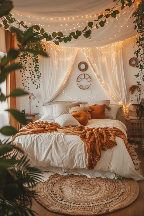 29 Boho Bedroom For Couples 1 Country Romantic Bedroom, Cozy Bed Decor Ideas, Cozy Bedroom On A Budget, Girl Boho Bedroom Ideas, Boho Attic Bedroom, Canopy Bed Ideas Boho, Bedroom For Couples Ideas, Corner Bed Ideas Tiny Bedrooms, Ethereal Bedroom Aesthetic