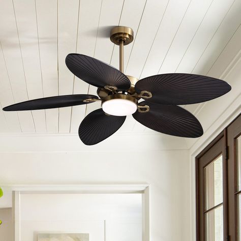 Bay Isle Home 52" Palm Valley Tropical 5 Blade Dimmable Ceiling Fan With Lights - Wayfair Canada Tropical Ceiling Fans Kitchen, Ceiling Fan With Leaves, Palm Ceiling Fan With Light, Tropical Ceiling Fans The Home Depot, Cieling Fans, Palm Leaf Ceiling Fan With Light, Ceiling Fan With Lights, Ceiling Fan With Light, Ceiling Fan