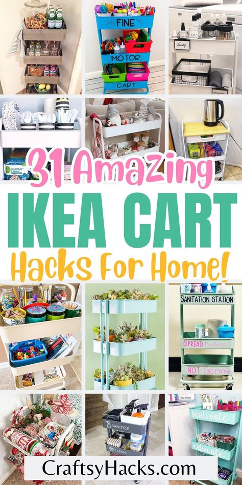 Transform your home organization with these IKEA Cart Hacks, offering smart storage solutions and beautiful home decor touches. Explore ingenious ways to maximize space and add functionality to any room with these versatile IKEA storage carts. Ikea Cart, Ikea Hacks Ideas, Ikea Organization Hacks, Desk Hacks, Ikea Desk Hack, Ikea Kallax Hack, Ikea Organization, Hacks Ikea, Easy Ikea Hack