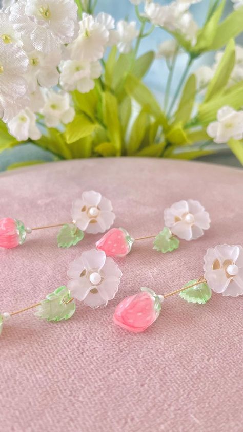 Shrinky Dink Jewelry, Shrinky Dink Crafts, Shrinky Dink Earrings, Shrink Plastic Jewelry, Shrink Paper, Strawberry Patch, Shrinky Dink, Shrink Plastic, July 1