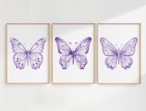 Girls Bedroom Lavender, Butterfly Nursery Themes, Purple Butterfly Nursery, Lavender Artwork, Butterfly Nursery Decor, Lilac Butterfly, Lavender Nursery, Lavender Watercolor, Framed Butterfly