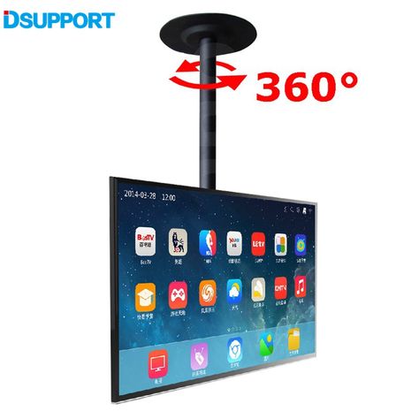 Tv Hung From Ceiling, Hanging Tv From Ceiling, Tv Ceiling Mount Ideas, Tv Holder Ideas, Ceiling Tv Mount Ideas, Tv Hanging From Ceiling, Tv Stand Rotating, Ceiling Tv Mount, Swivel Tv Mount