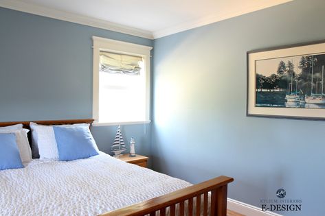 A More Colourful Farmhouse Country Paint Palette: Real Homes, Real People Colourful Farmhouse, Benjamin Moore Paint Colors Blue, Soft Blue Paint Colors, Guest Room Colors, Colorful Farmhouse, Best Blue Paint Colors, Indoor Paint, New Paint Colors, Farmhouse Paint Colors