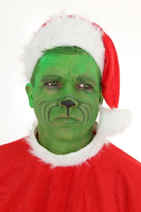 The Grinch Makeup Tutorial: A Christmas DIY - HalloweenCostumes.com Blog Holiday Party Makeup Tutorial, Whoville Party, Whoville Costumes, Grinch Makeup, Cindy Lou Who Costume, Grinch Costume, Diy Grinch, Party Makeup Tutorial, Holiday Party Makeup