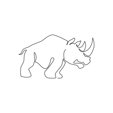 National Park Logo, Rhino Animal, Animal Mascot, Logo Identity, Continuous Line Drawing, Continuous Line, Identity Logo, Design Vector, Line Drawing