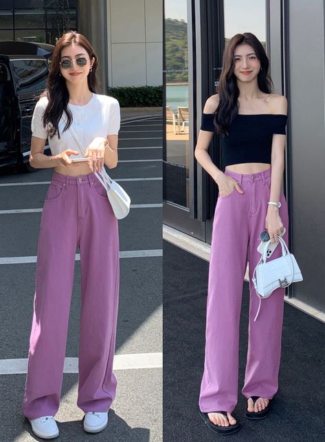 Simple Work Outfits, Korean Fashion Kpop, Beautiful Casual Dresses, Cute Skirt Outfits, Purple Outfits, Korean Fashion Dress, Korean Girl Fashion, Easy Trendy Outfits, Korean Fashion Trends