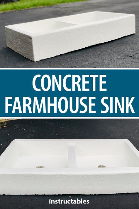 Concrete Sink Kitchen, Concrete Farmhouse Sink, Concrete Kitchen Sink, Concrete Farmhouse, Home Renovation Kitchen, Traditional Sink, Cement Sink, Sink Diy, Kitchen Sink Diy