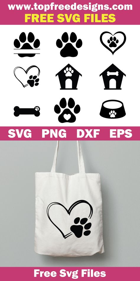 Cricut Dog Accessories, Cricut Puppy Projects, Cricut Dog Projects Vinyl Decals, Dog Cricut Ideas, Free Svg Dog Files For Cricut, Dog Cricut Svg, Cricut Projects For Dogs, Animal Svg Files Free, Free Dog Svg Files For Cricut