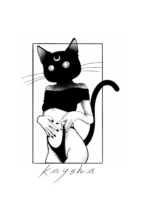 Cat Tattoo Ideas, Gothic Tattoos, Emo Tattoos, Fox Tattoo Design, Tattoo Catalog, Cool Tattoo Drawings, Money Wallpaper Iphone, Cat Dark, Black Cat Tattoos