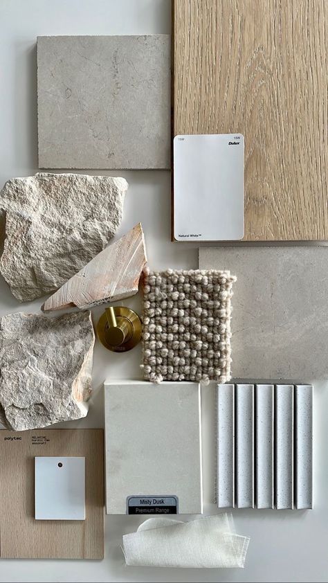 Mood Board Interior Travertine, Natural Neutral Interior Design, Material Pallete Interior, Natural Material Moodboard, Material Flat Lay, Material Selection Interior Design, Interior Design Materials Board, Interior Design Texture Inspiration, Flat Lays Interior Design