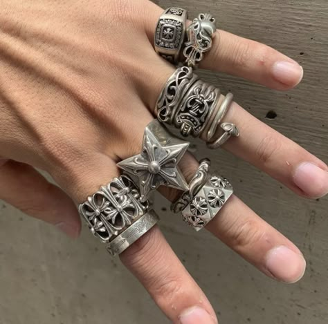 Chrome Hearts Cowboy, Chrome Hearts Rings, Chrome Hearts Jewelry, Chrome Hearts Ring, Celtic Knot Ring, Viking Ring, Biker Rings, Dope Jewelry, Chunky Rings