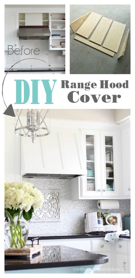 Diy Range Hood Cover, Diy Range Hood, Kitchen Renovation Diy Ideas, Range Hood Cover, Kitchen Vent Hood, Kitchen Vent, Hood Cover, Diy Kitchen Renovation, Home Remodeling Diy