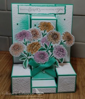 Sending Flowers Fancy Fold Friendship Card Diy Pop Up Flower Cards Tutorials, Dual Pop Up Card, Stampin Up Fancy Fold Cards, Iced Images, Trifold Shutter Cards, Cascading Cards, Cascading Card, Pop Up Flower Cards, Box Cards Tutorial