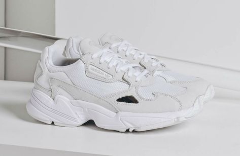 adidas Falcon White B28128 Adidas Falcon White, Adidas Falcon Shoes, Adidas Originals Falcon, White Falcon, Jersey Quilt, Streetwear Logo, Highsnobiety Fashion, Adidas Falcon, Streetwear Girl