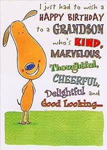 Designer Greetings Standing Dog: Kind, Marvelous, Thoughtful Funny/Humorous Birthday Card for Grandson Happy Birthday Grandson Funny, Birthday Grandson, Happy Birthday Grandson, Birthday Wishes For Sister, Happy Birthday Greetings Friends, Grandson Birthday, Birthday Wishes Funny, Funny Happy Birthday, Birthday Card Design