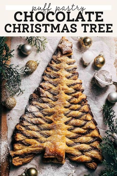 Puff Pastry Christmas Tree, Chocolate Sunbutter, Chocolate Puff Pastry, Pastry Christmas Tree, Puff Pastry Christmas, Puff Pastry Chocolate, Pastry Christmas, Christmas Tree Chocolates, Butternut Bakery