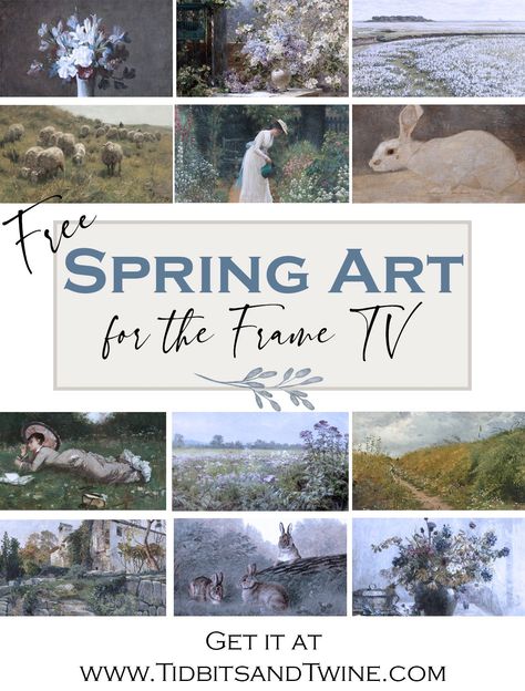 Free Art for the Frame TV! Organized by season Spring Art Prints, Frame Tv Art Download Free, Spring Frame Tv Art, Samsung Tv Art, Samsung Frame Tv Art Free, Free Frame Tv Art, Frame Tv Art Free, Free Printable Artwork, Easter Frame