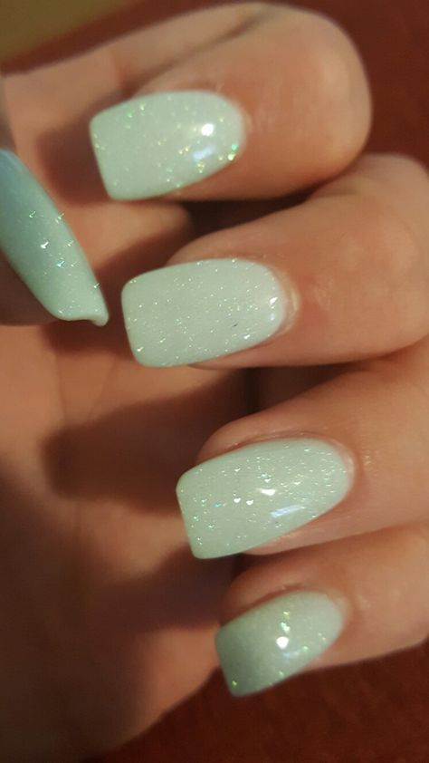 Glitter Nails Short, Pastel Glitter Nails, Nails Short Acrylic, Mint Green Nails, Mint Nails, Nails Pastel, Green Acrylic Nails, Cute Gel Nails, Sparkle Nails