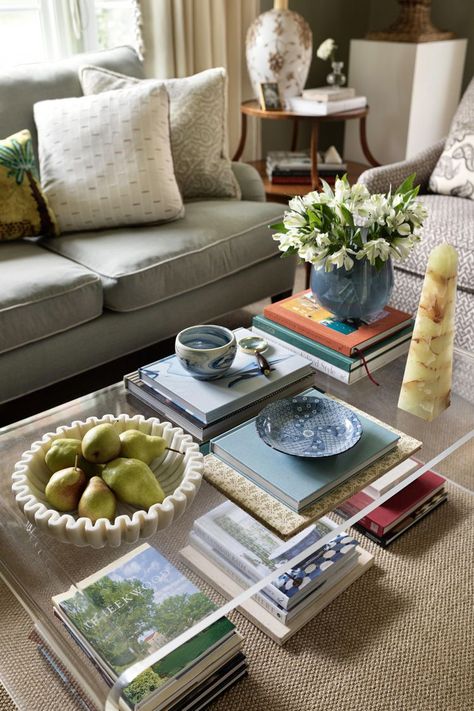 How To Arrange And Style Coffee Table Books, According To Designers Coffee Table Layering, Styling Living Room Table, Glass Coffee Table Styling Rectangle, Styling Glass Coffee Table, Styled Coffee Table, Styling A Round Coffee Table, Rectangular Coffee Table Styling, Decorate Coffee Table Ideas, How To Style A Coffee Table