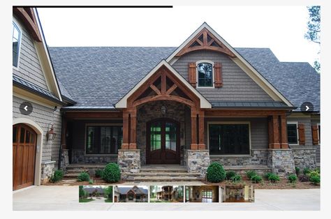 Stone Porches, Cabin Exterior, Exterior Remodel, House Siding, House With Porch, Craftsman House Plans, Farmhouse Exterior, House Paint Exterior, Dream House Exterior