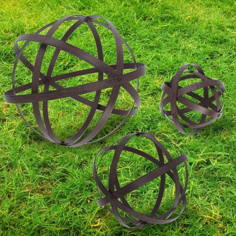 Garden Spheres, Metal Sculptures Garden, Armillary Sphere, Garden Balls, Lawn Art, Decorative Spheres, Decorative Sculpture, Rustic Shabby Chic, Sphere Ball