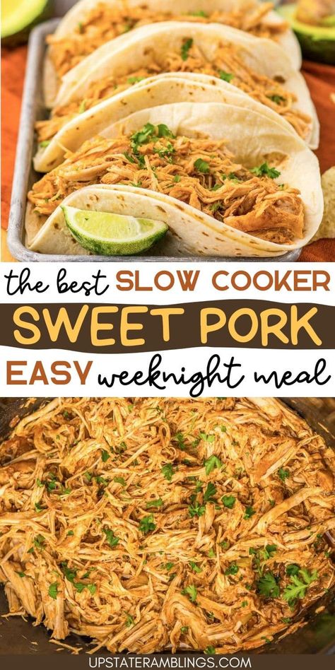 Craving a flavorful dinner without the hassle? This Cafe Rio Copycat Sweet Pork Recipe is your weeknight savior! With tender, juicy pork and a perfect blend of spices, this dish brings restaurant-quality meals right to your kitchen. Perfect for tacos, burritos, or a standalone delight! Pulled Pork Burritos, Cafe Rio Sweet Pork Recipe, Sweet Pork Recipe, Pork Loin Roast Recipes, Pork Crockpot Recipes, Breakfast Sides Dishes, Cafe Rio, Flavorful Dinner, Sweet Pork