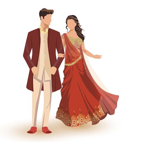 Indian wedding couple in traditional dre... | Premium Vector #Freepik #vector #religious #india #round #model Indian Wedding Caricature, Traditional Dresses Indian, Digital Invitations Design, Wedding Caricature, Indian Wedding Invitation Cards, Invitations Design, Indian Wedding Couple, Digital Wedding Invitations, Indian Wedding Invitations