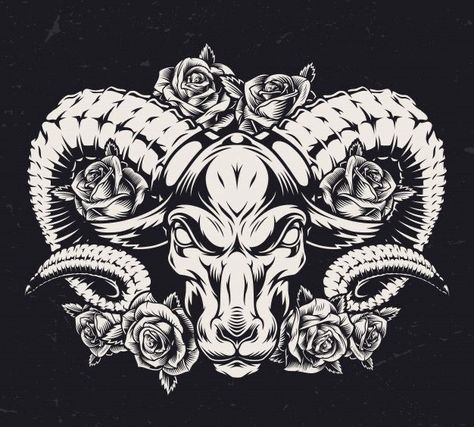 Aries Ram Tattoo, Tattoo Homme, Arte Aries, Ram Tattoo, Aries Art, Throat Tattoo, Cool Tattoo Drawings, Vintage Template, Aries Tattoo