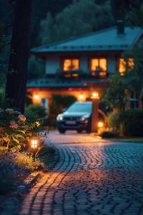 Driveway Lights Ideas: Brighten Your Entrance Driveway Lights Ideas, Driveway Lights, Solar Driveway Lights, Small Urban Garden, In-ground Lights, Outdoor Lighting Design, Driveway Lighting, Entry Lighting, Backyard Balcony