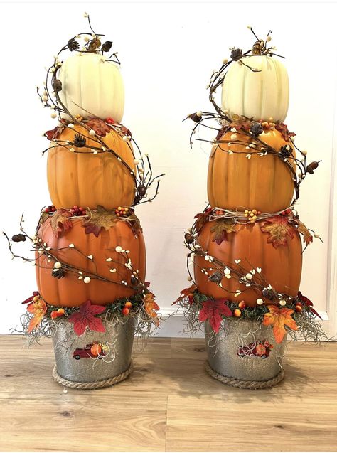 Dollar Tree Plus Stacked Pumpkins, Dollar Store Stackable Pumpkins, Stackable Pumpkin Ideas, Dollar Tree Stackable Pumpkin Ideas, Stackable Pumpkins From Dollar Tree, Dollar Tree Stackable Pumpkins, Dollar Tree Stacked Pumpkins, 3 Pumpkins Stacked, Stackable Pumpkins