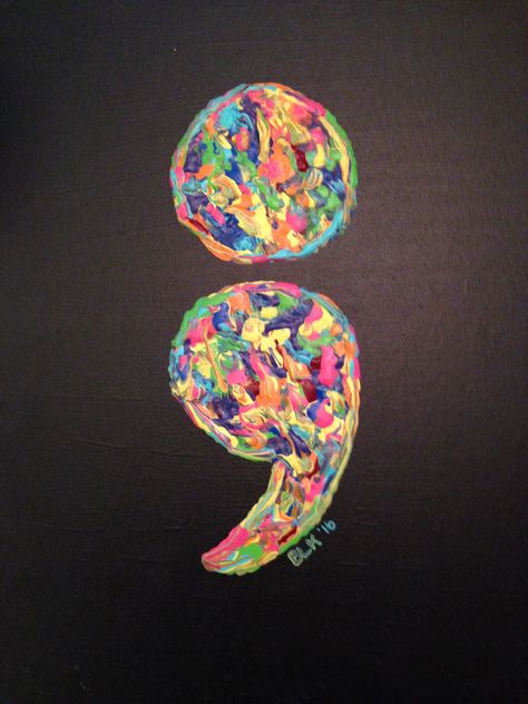 I used this project semicolon artwork to create a matching pair for my daughter and myself that are very similar with an old canvas that I had. Meaningful Paintings, Emotional Painting, Small Canvas Paintings, Simple Canvas Paintings, Cute Canvas Paintings, Easy Canvas Painting, Canvas Painting Diy, Small Canvas Art, Diy Canvas Art Painting