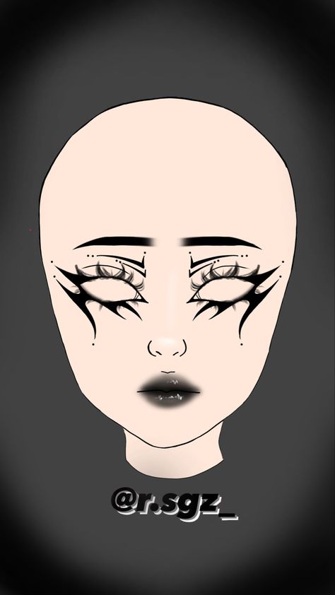 Lash Pattern Mapping, Gothic Anime Makeup, Boceto Makeup Egirl, Dragon Eyeliner, Gothic Eyeliner Ideas, Graphic Makeup Looks, Makeup Looks Drawing, Black Graphic Liner, Dragon Makeup