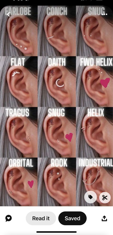 All Ear Piercings Chart Labeled, Ear Piercings Chart Labeled, Labeled Ear Piercing Diagram, Ear Pricing Ideas, Piercing Chart Face, What Ear Piercing Should I Get, Ear Piercing Placement Chart Names, Ear Piercings Placement Chart Names, What Piercing Should I Get