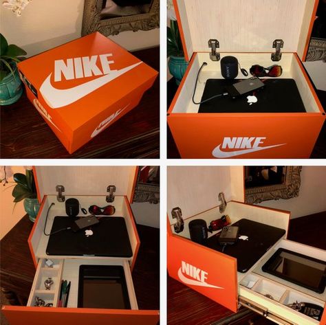 Nike Box 4 Jewelry Accessories Gadgets (Color Options Available!!) Nike Jewelry, Nike Shoe Box, Giant Shoe Box, Shoe Box Design, Shoe Box Storage, Nike Box, Shoe Storage Box, Hypebeast Room, Sneaker Storage