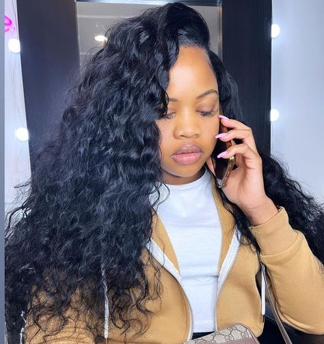 30 Trending Sew In Hairstyles for 2021 - Hair Adviser Sew In With Bangs, Sew In Ponytail, Black Women Weave Hairstyles, Curly Sew In Weave, Hairstyles Work, Curly Hair Sew In, Curly Sew In, Sew In Extensions, Ringlet Curls