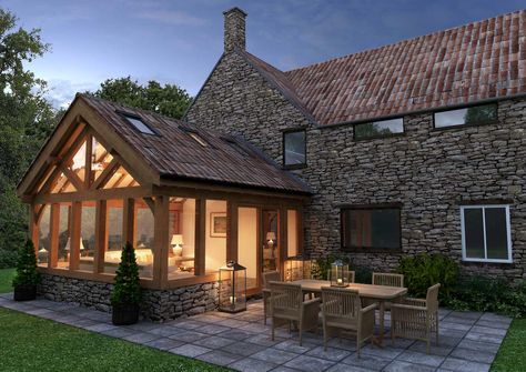 Oak Garden Room, Oak Conservatory, Chalet Extension, Oak Framed Extensions, Cottage Extension, Small Sunroom, Oak Frame House, Garden Room Extensions, Room Extensions