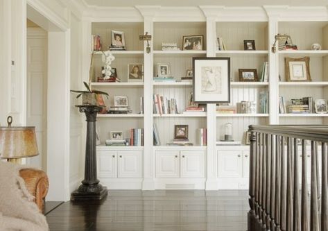 Hallway library traditional hall and possible dining room shelves Urban Cottage, White Bookshelves, Bookcase Styling, Bookcase Decor, Bookcase Design, Decor Ikea, Bookshelf Design, Games Room, Built In Bookcase