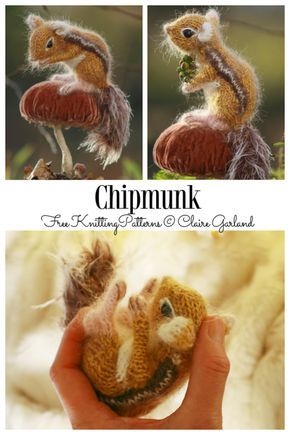 Free Knitting Patterns Animals, Free Knit Animal Patterns, Knitting Animals Free Patterns, Knit Animal Patterns, Chipmunk Amigurumi, Crochet Chipmunk, Knitting Stuffed Animals, Knitting Animals, Knitted Stuffed Animals