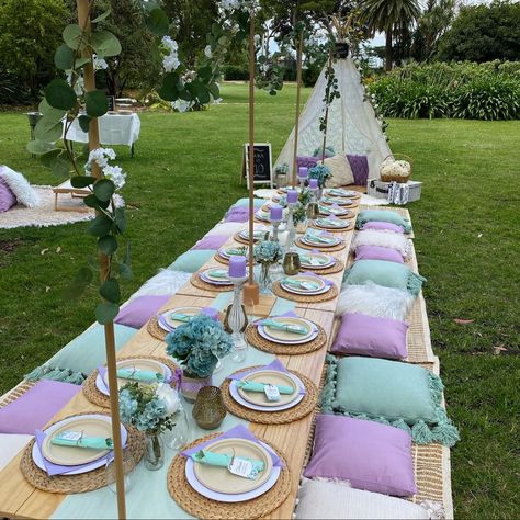 Mint Birthday Party Decoration, Pic Nic Party, Kids Picnic Party, Outdoor Picnic Party, Birthday Picnic Ideas, Birthday Picnic, Kids Picnic Parties, Picnic Party Decorations, Kids Picnic