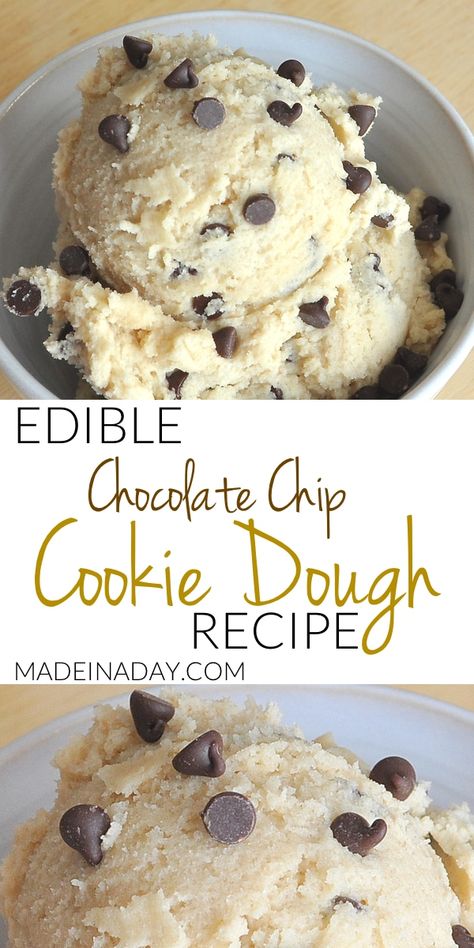 Edible Egg-less Chocolate Chip Cookie Dough Recipe, make a safer version of grocery store cookie dough that you can actually eat! Edible cookie dough, cookie dough dessert, #cookiedough #ediblecookiedough #chocolatechip #dessert #dough Simple Edible Cookie Dough For One, How To Make Edible Cookie Dough, Cookie Dough Edible, Chocolate Chip Cookie Dough Recipe, Cookie Dough For One, Edible Chocolate Chip Cookie Dough, Eggless Cookie Dough, Homemade Cookie Dough, Edible Cookie Dough Recipe