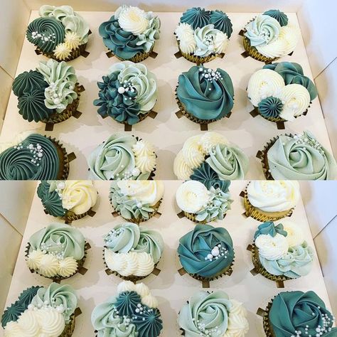 Engagement Cupcakes, Blue Sage, Engagement Celebration, Wedding Cupcakes, Mini Cupcakes, Dusty Blue, Cake Ideas, Soft Colors, Engagement Party