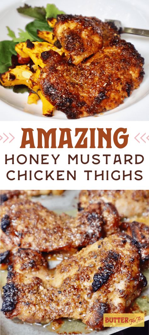 Honey Mustard Chicken Marinade, Baked Chicken Marinade, Mustard Marinade For Chicken, Mustard Marinade, Chicken Thighs In Oven, Honey Mustard Marinade, Boneless Skinless Chicken Thigh Recipes, Honey Mustard Chicken Thighs, Mustard Chicken Thighs