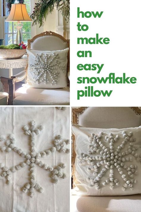 Winter Pillows Diy, Snowflake Pillows, Easy Snowflake, Christmas Pillows Diy, 100 Year Old Home, Xmas Pillows, Christmas Wreath Craft, Snowflake Pillow, Simple Snowflake