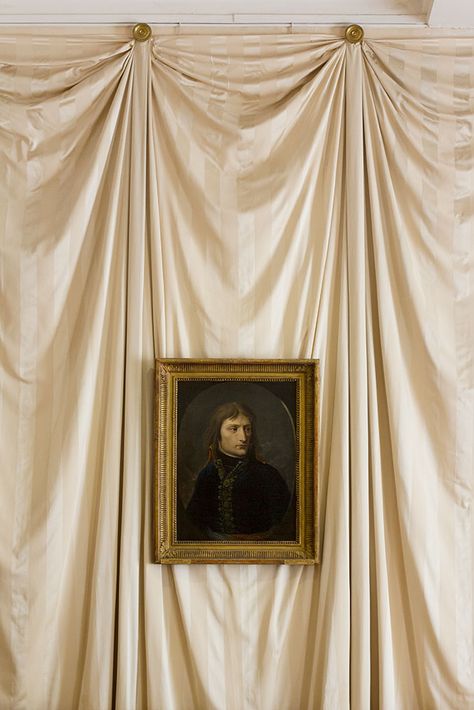 Napoleon, Chateau de Malmaison, France | egg & dart blog Tented Room, Fabric On Walls, Painting Curtains, Chateau De Malmaison, Tent Room, Fabric Installation, Chateau France, 수채화 그림, Le Chateau