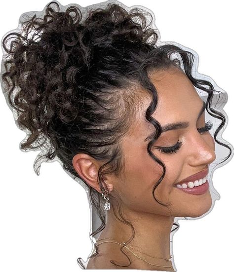 Olivia Calabio, Elegant Messy Bun, Messy Bun Curly Hair, Curly Hair Inspo, Curly Bun, Messy Bun Hairstyles, Curly Girl, Messy Bun, Hairstyle Ideas