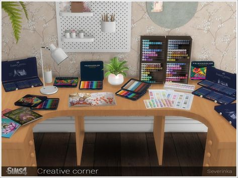 Modular Desk, Sims 4 Anime, Corner Decor, Los Sims, Sims 4 Cc Packs, Sims 4 Cc Furniture, Book Corners, Sims 4 Collections, Corner Table