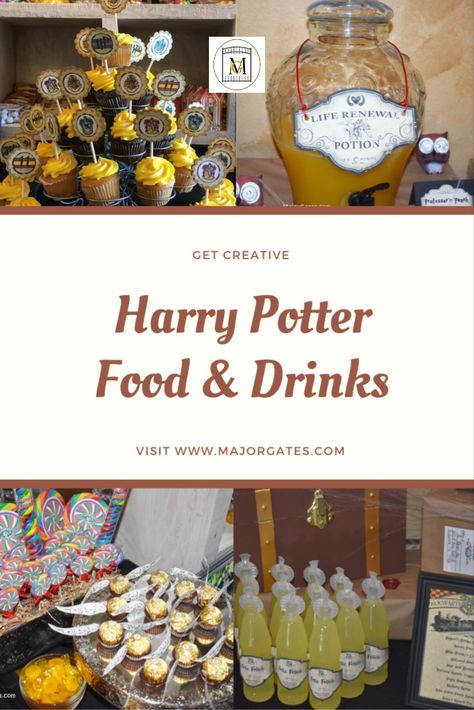 Harry Potter Sandwiches Food Ideas, Harry Potter Party Appetizers, Mandrake Snack, Harry Potter Party Menu Ideas, Harry Potter Party Food Labels, Harry Potter Dips, Harry Potter Punch Recipes, Harry Potter Drink Ideas, Harry Potter Themed Appetizers