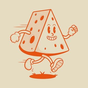 Cheese Character, Cheese Cartoon, Retro Mascot, Children Book Illustration, Illustration Children, 달력 디자인, Cartoon Style Drawing, Mid Century Illustration, Mascot Character